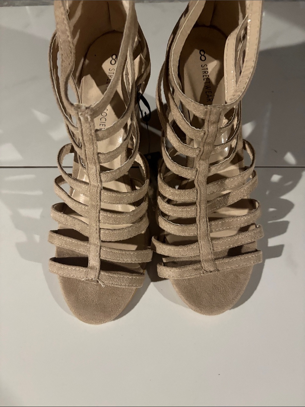 Streetwear Society Nude Strappy Block Heel Sandals
